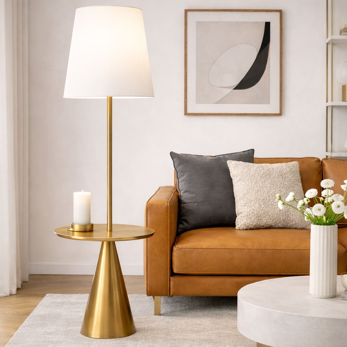 Column | Modern Floor Lamp with Accent Table