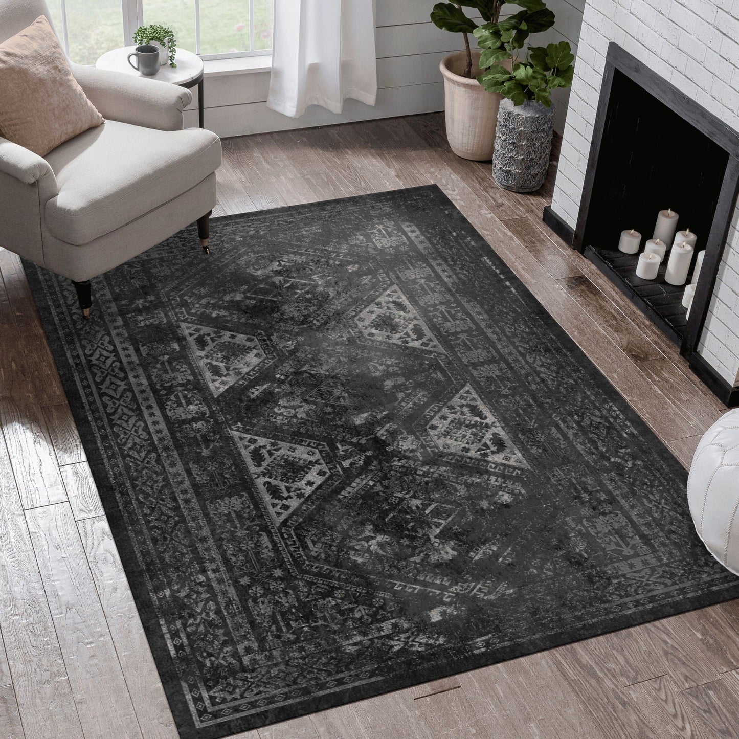 Nightfall | Washable Area Rug (Black/Gray)