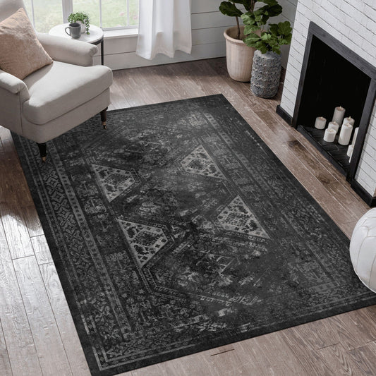 Nightfall | Washable Area Rug (Black/Gray)
