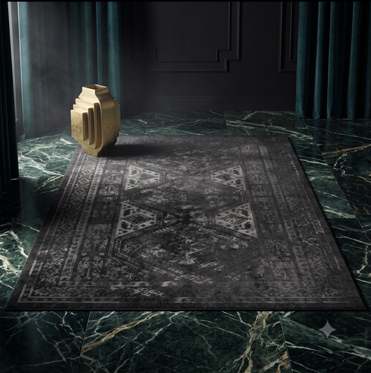 Nightfall | Washable Area Rug (Black/Gray)