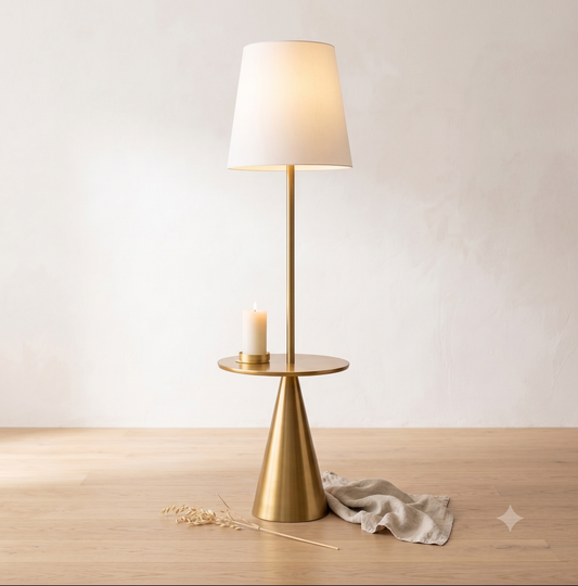 Column | Modern Floor Lamp with Accent Table