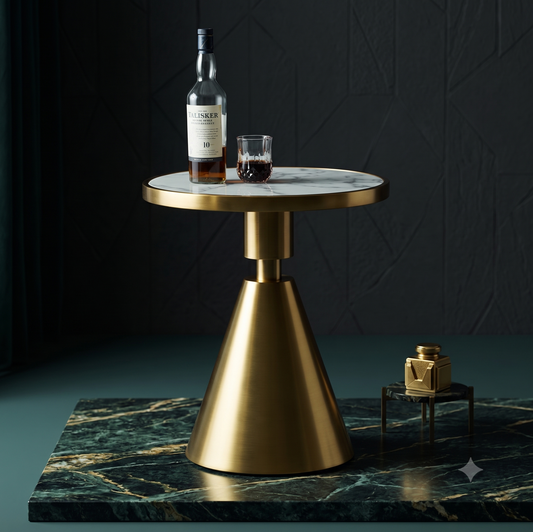 Pedestal | Gold & Marble Round Table