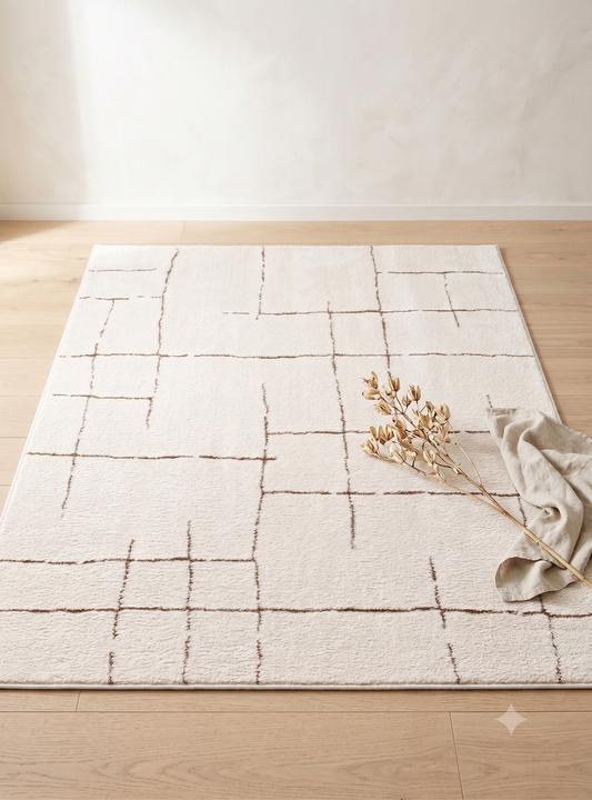 Gridline | Ivory & Brown Area Rug
