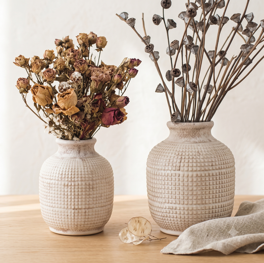 Gathered | White Textured Ceramic Vase