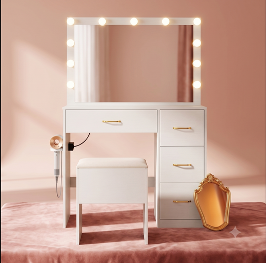 Leading Lady | Vanity Desk with Mirror & Lights