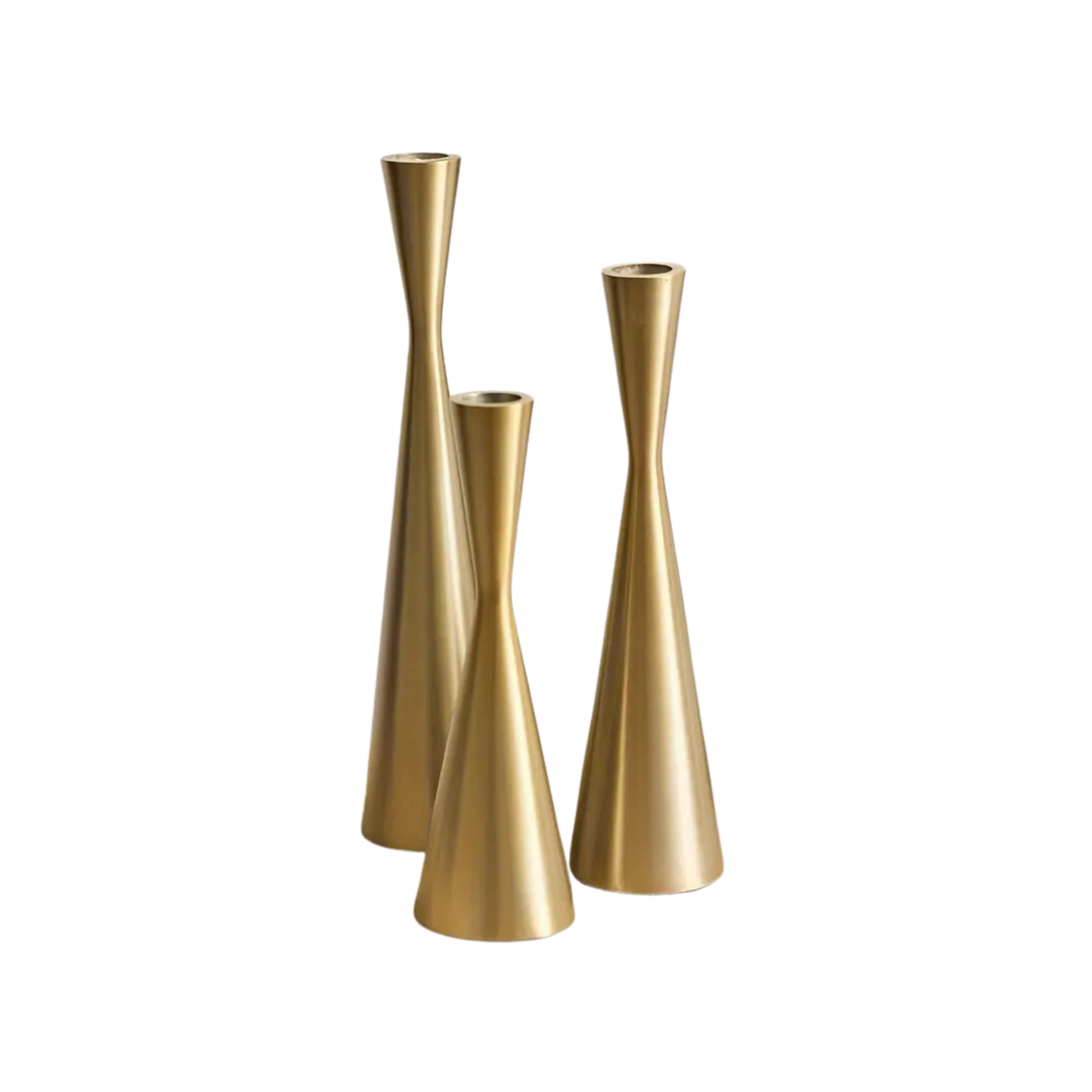 Ligne Brushed Brass Candlesticks