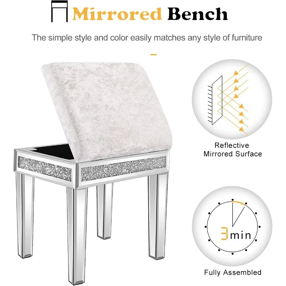 Dressing Room | Mirrored Vanity Stool