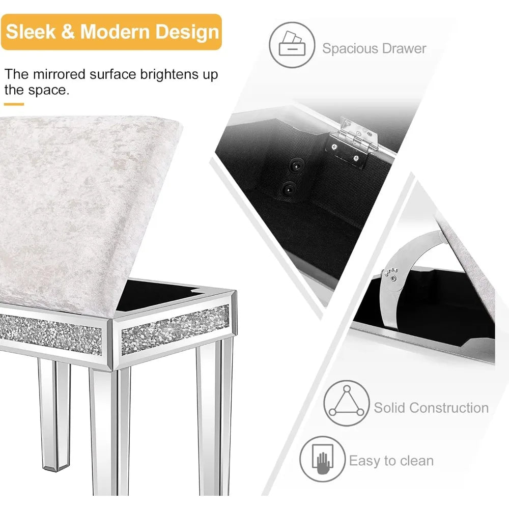 Dressing Room | Mirrored Vanity Stool