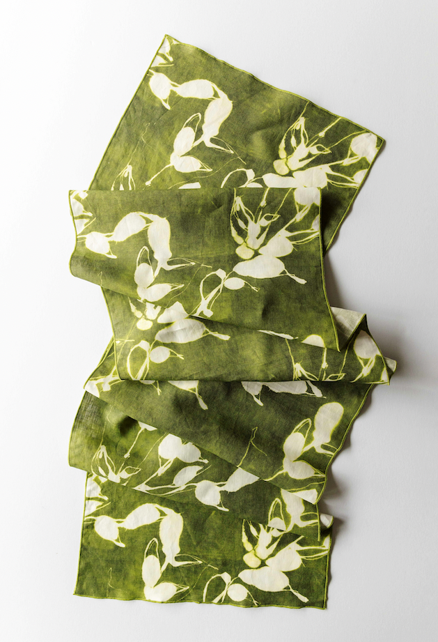 Porto Print Olive Linen Table Runner | 16x90 | Goldie Home