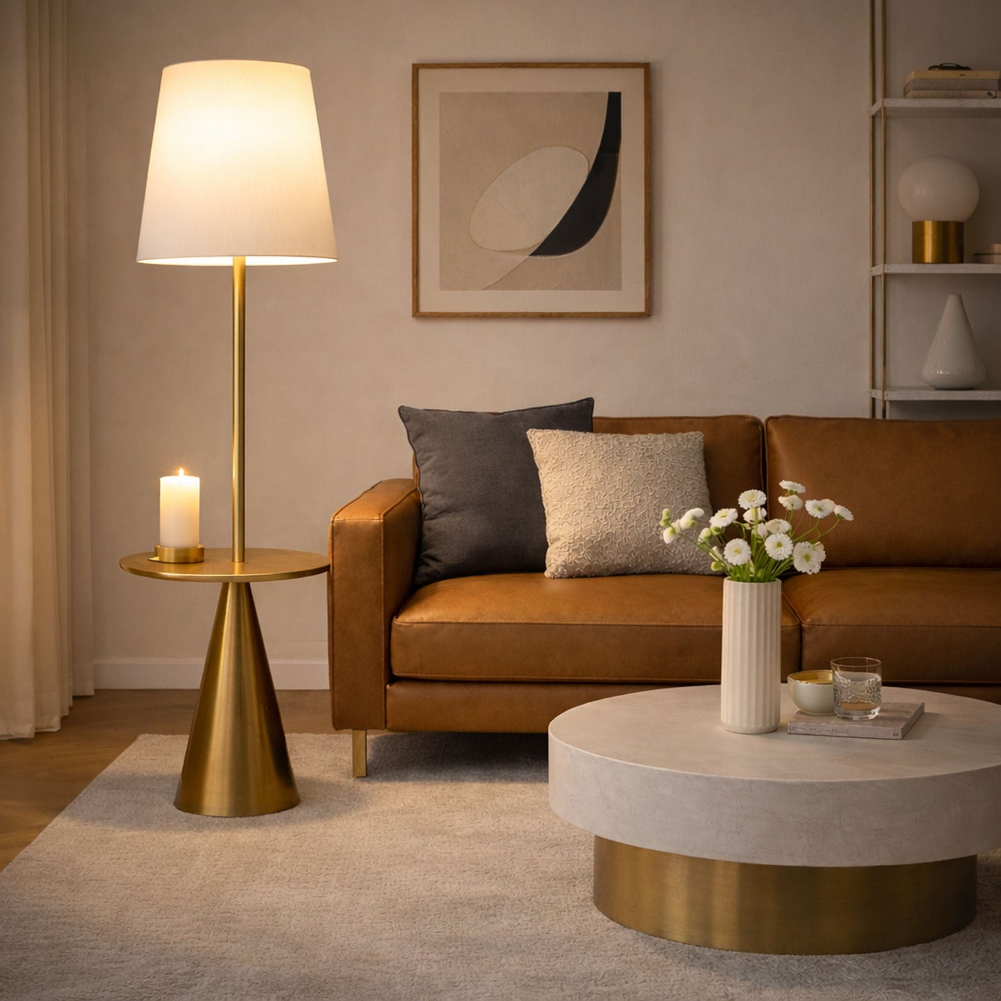 Column | Modern Floor Lamp with Accent Table