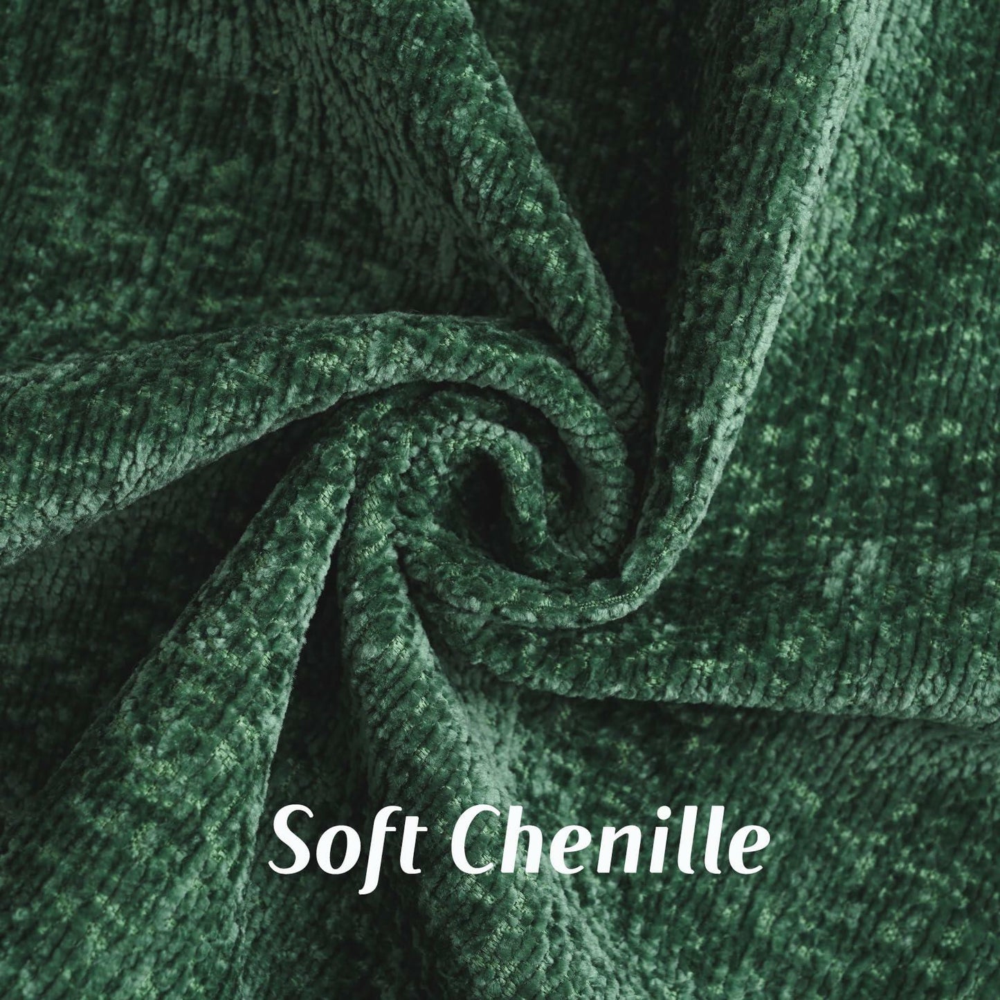 Emerald Cut | Dark Green Chenille Pillow Covers (Set of 2)