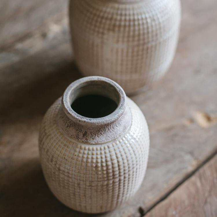 Gathered | White Textured Ceramic Vase