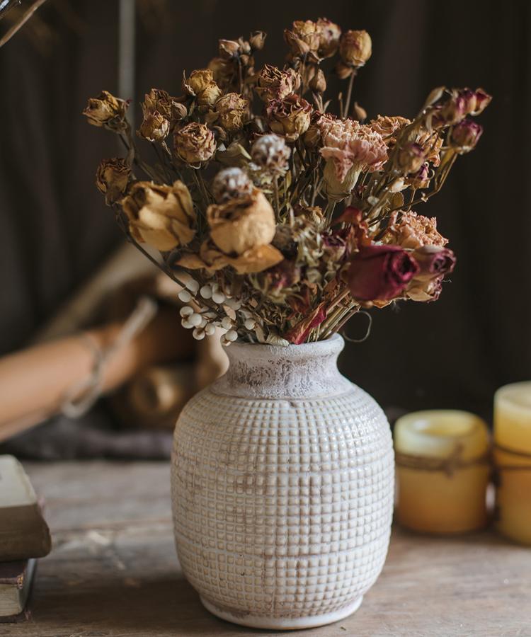 Gathered | White Textured Ceramic Vase